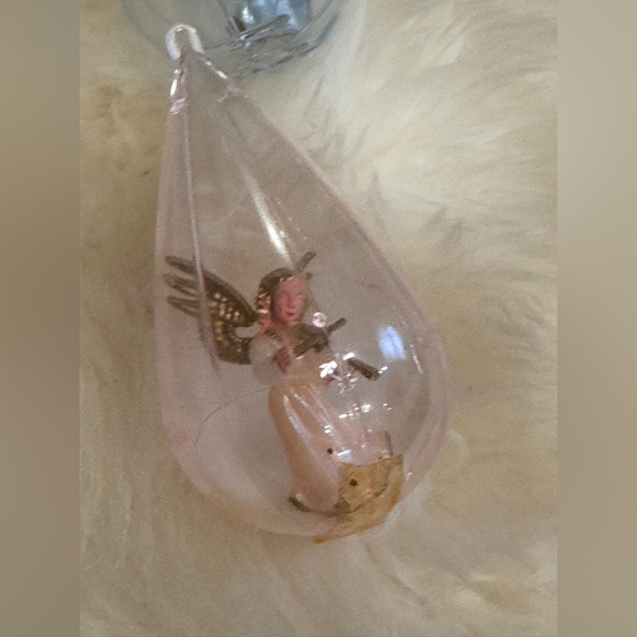 Set of 4 Vtg 50s Jewelbrite Teardrop Angel with Violin, Diorama ornament - Picture 3 of 6